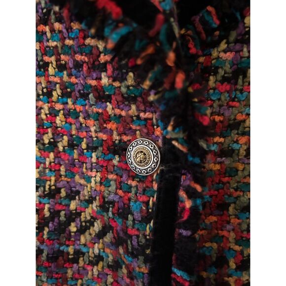 NB New Fashion Women's 8P Vintage Tweed Blazer Multicolored Woven Fringe Trim - Picture 6 of 9